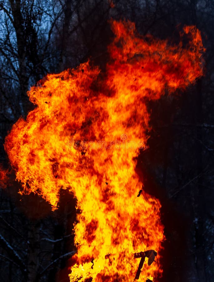 Flame of Fire from a Burning House As an Abstract Background Stock