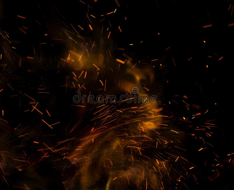Flame Fire with Sparks on Black Background Stock Photo Image of fire