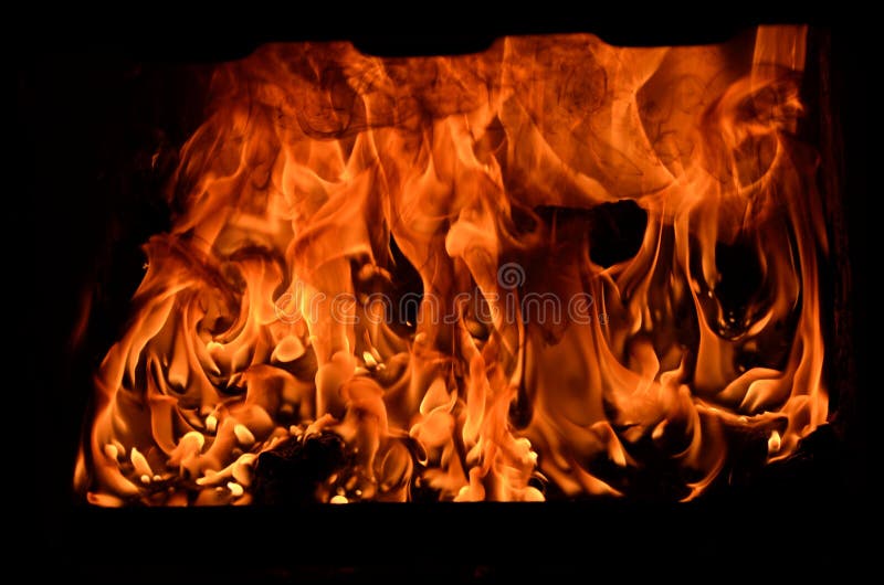Flame in Furnace stock image. Image of wood, orange, fireplace 69669505