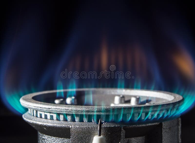 Flame of a Gas Burner on a Black Background Stock Photo Image of fuel, appliance 223993952