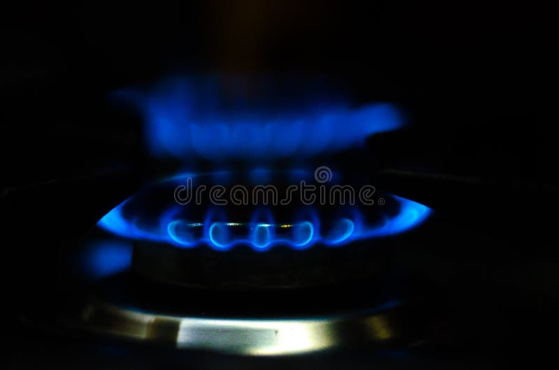 Flame Gas of a Burning Stove in the Dark. Stock Image Image of butane