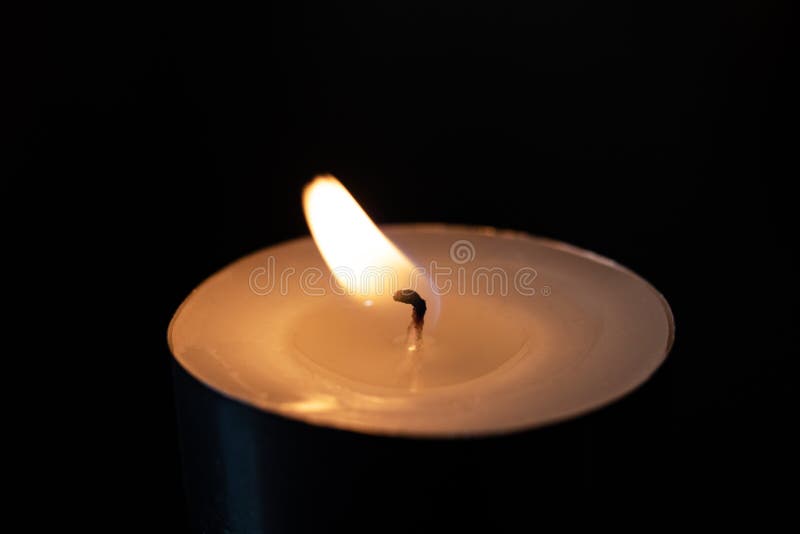 Flame of a Small Candle in the Dark Stock Photo Image of ring
