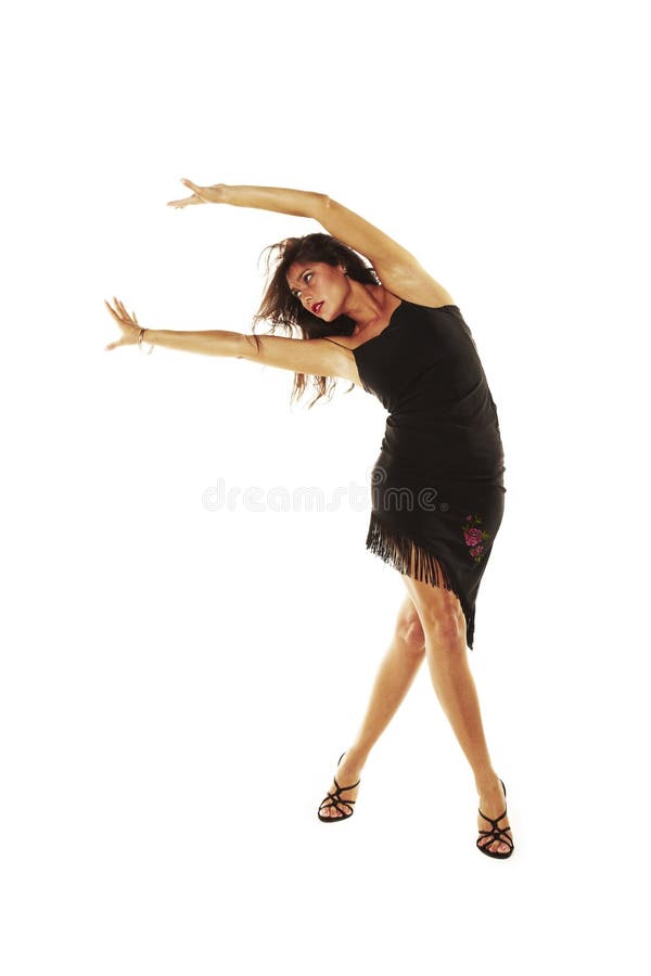 Flamenco da dança da mulher em um fundo branco imagens de stock Flamenco da dança da mulher em um fundo branco imagens de stock