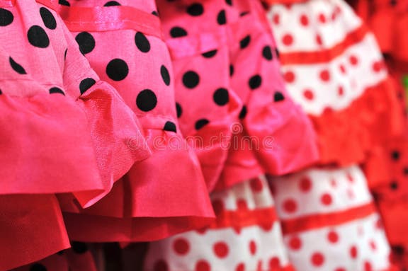 Typical Seville Flamenco Dresses Stock Photos