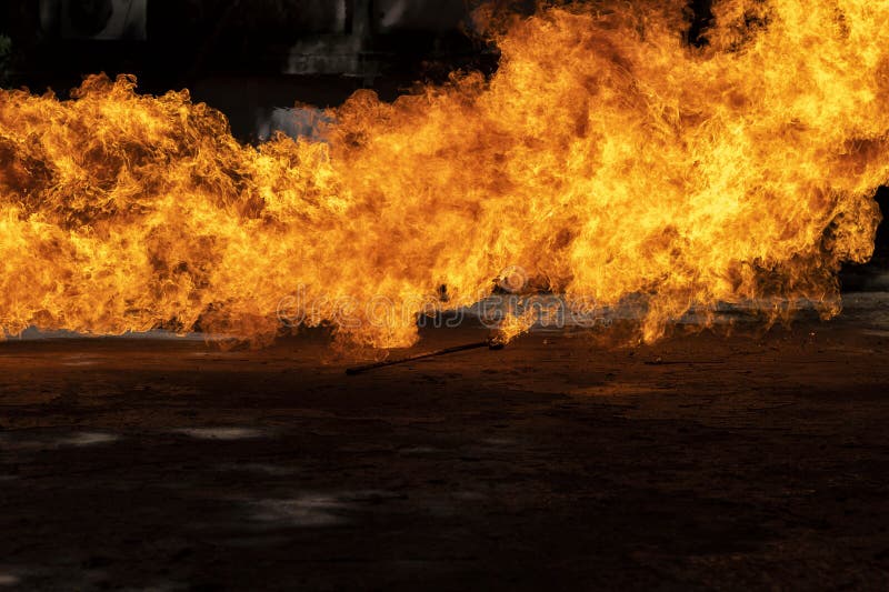 Flames Caused by the Explosion of the Oil Isolated on Black Background