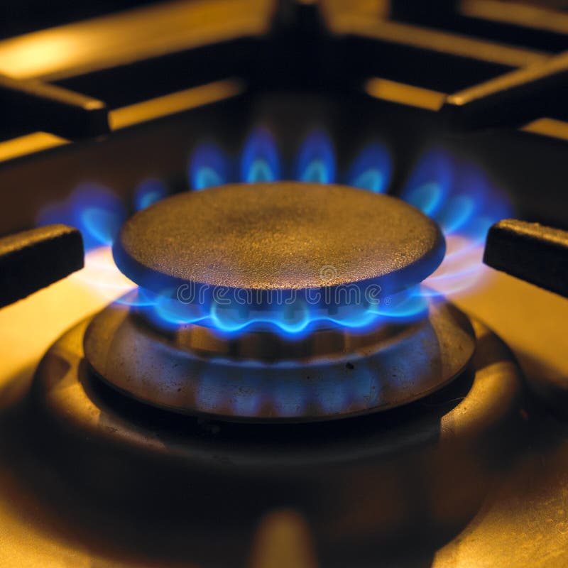 Flames on gas cooker hob stock photos Flames on gas cooker hob stock photos