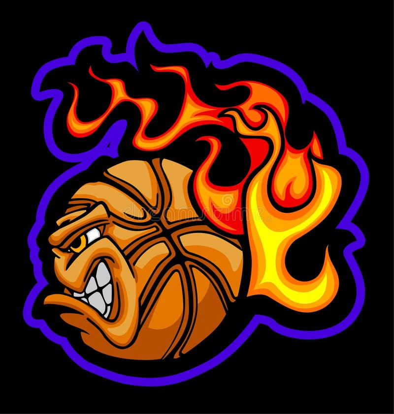 Flaming Basketball Ball Face Vector Image