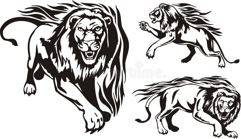 Flaming big cats. stock illustration