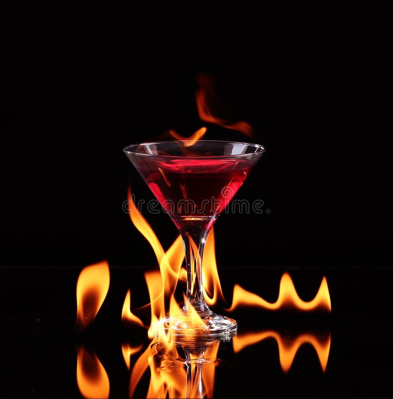 Flaming Cocktail stock photo. Image of glass, nightclub - 9354586