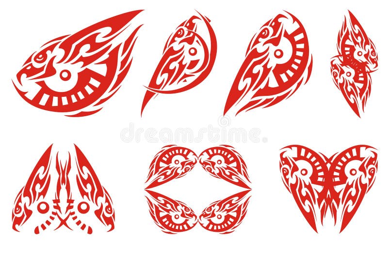 Flaming eagle in the form of an eye and symbols from it royalty free illustration