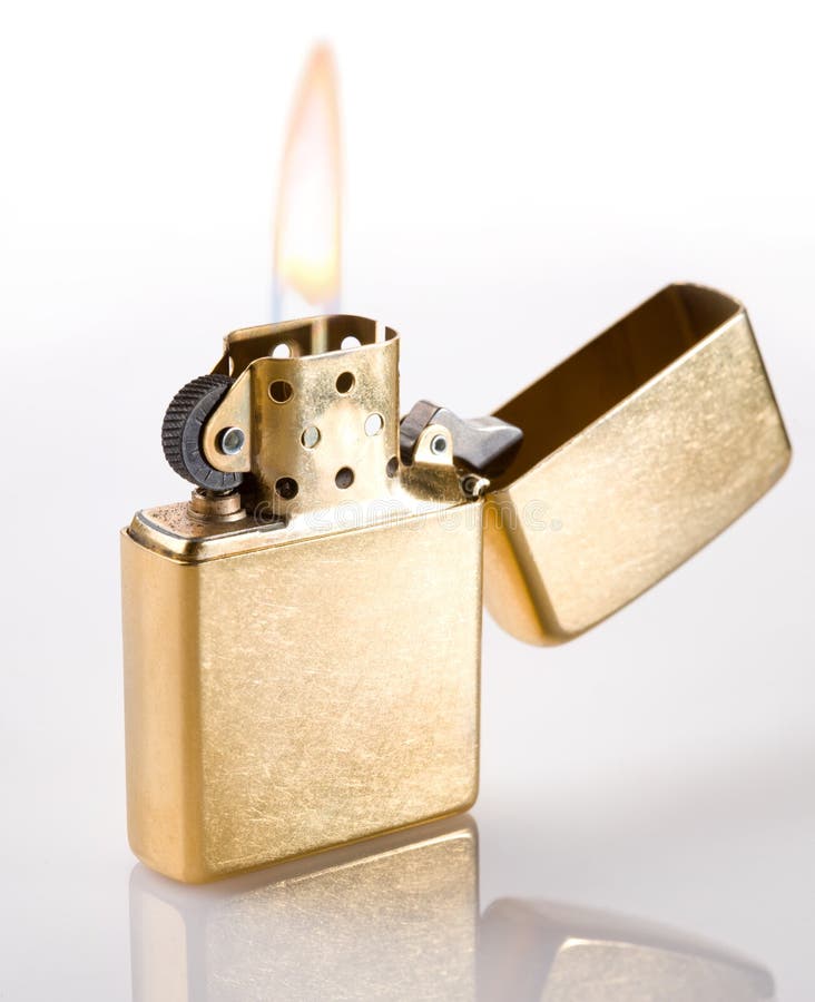 Flaming golden lighter stock image. Image of cigarette 11691831