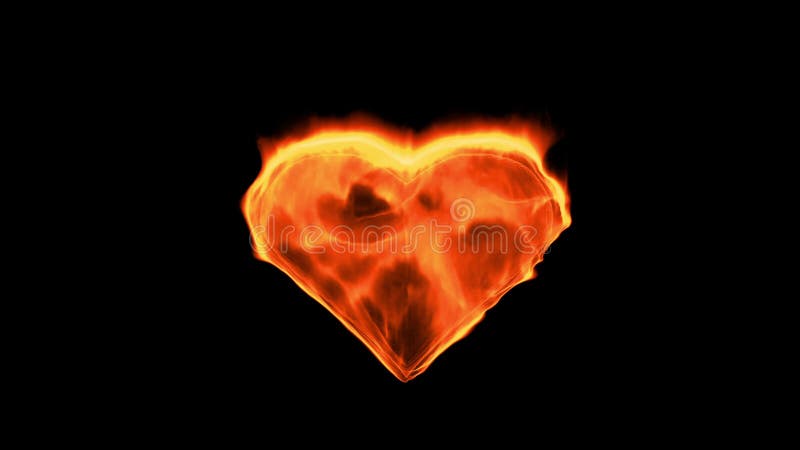 Flaming heart on the black background. slow-motion. 3d rendering. vector illustration