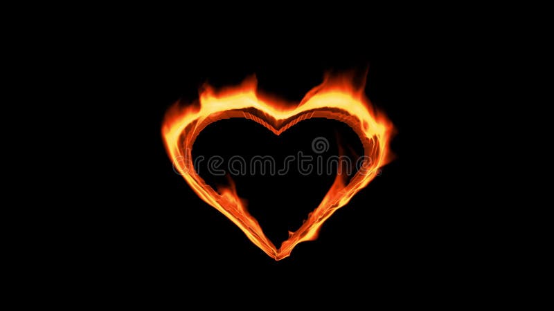 Flaming heart on the black background. slow-motion. 3d rendering. royalty free illustration