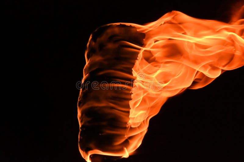 Flaming Torch on the Black Background at Night Stock Image Image of