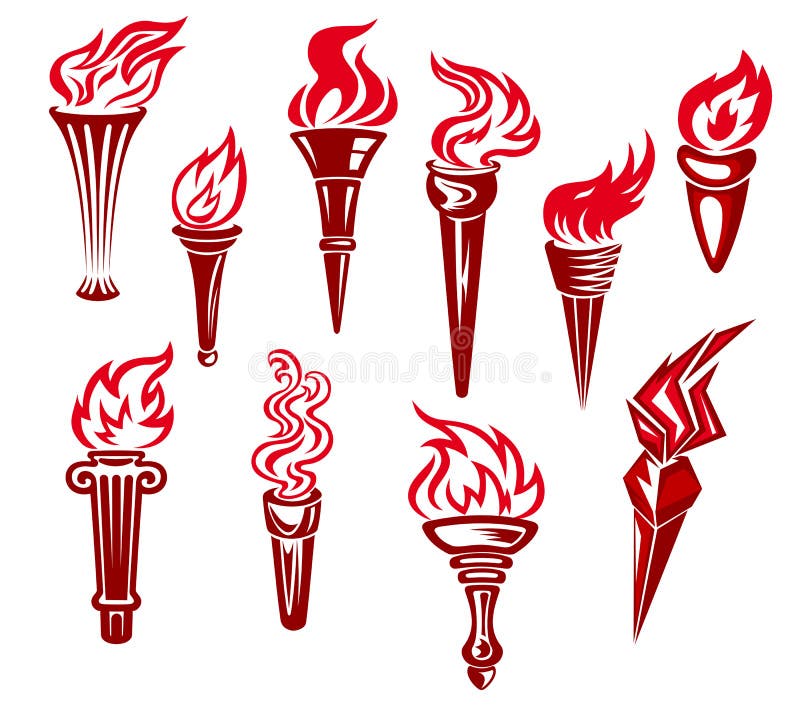 Flaming torchs stock illustration