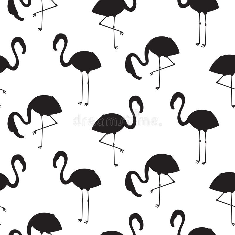 Flamingo black silhouette seamless vector texture. vector illustration