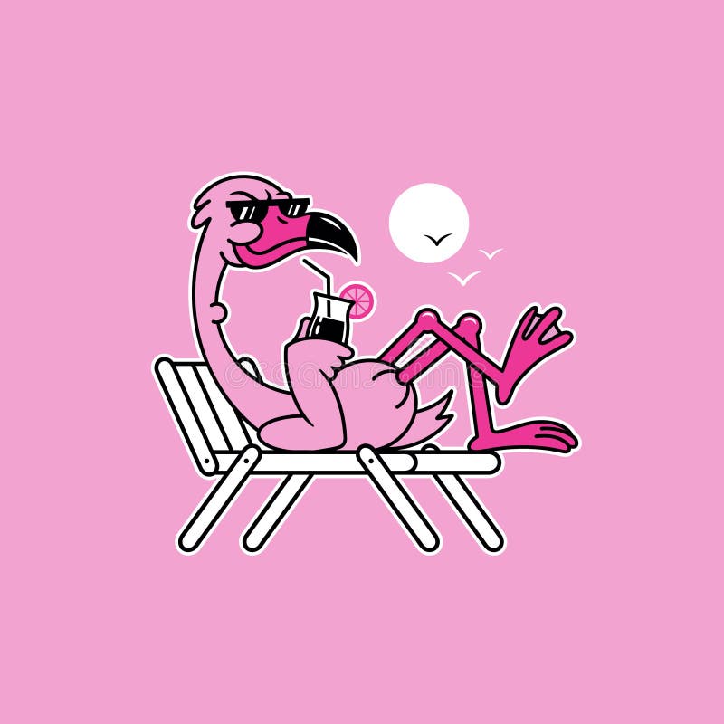 FLAMINGO CHILLING WITH COCKTAIL