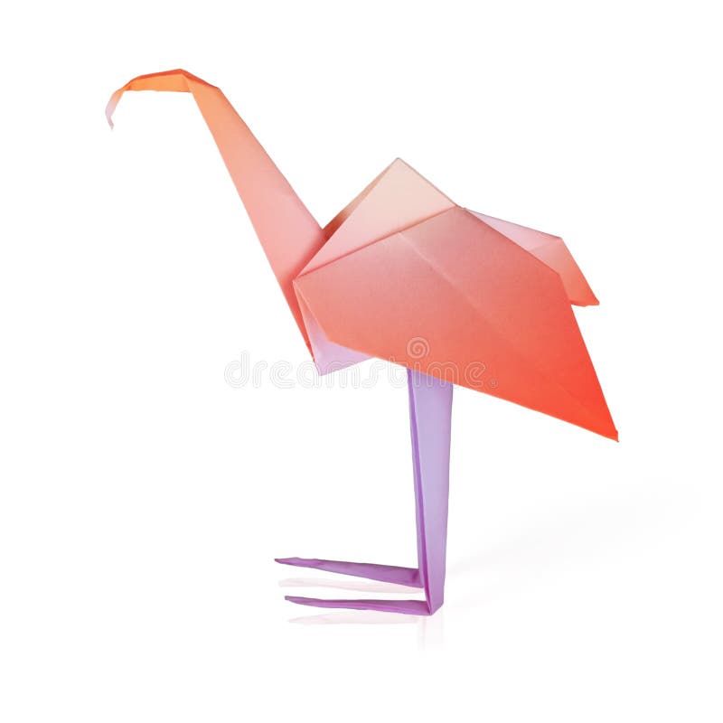 Flamingo de papel cor-de-rosa de Origami foto de stock Flamingo de papel cor-de-rosa de Origami foto de stock