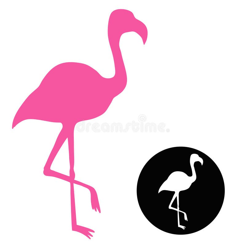 Flamingo för vektorkonturrosa färger royaltyfri illustrationer Flamingo för vektorkonturrosa färger royaltyfri illustrationer