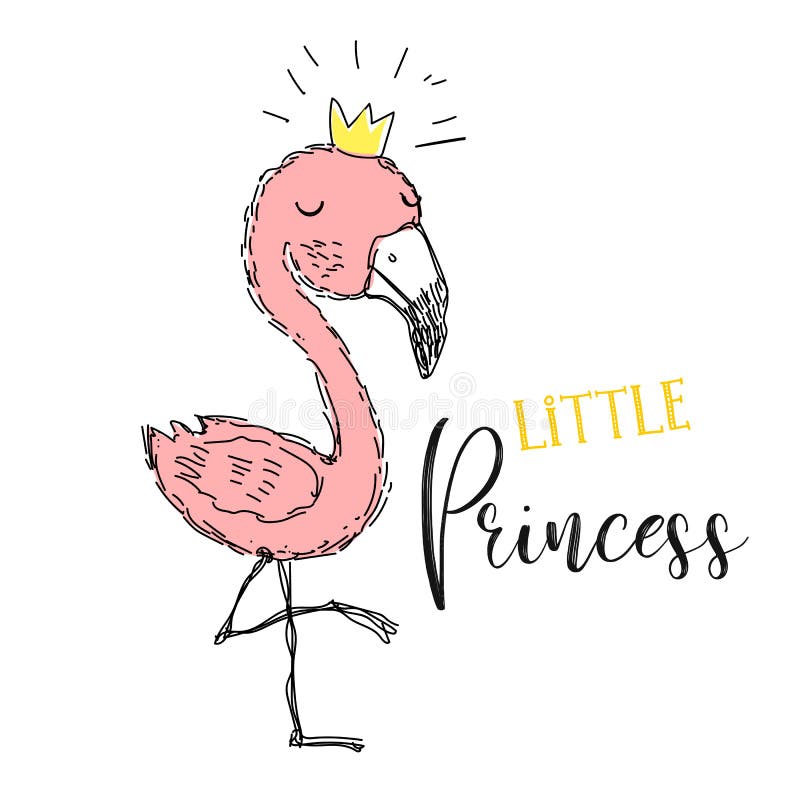 Flamingo Kleine Prinzessin Flamingomädchen in einer netten Art beschreibung Vektor lizenzfreie abbildung