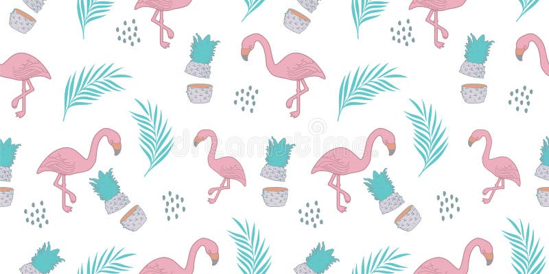 Flamingo seamless pattern with trendy summer exotic background vector illustration ready for print royalty free illustration Flamingo seamless pattern with trendy summer exotic background vector illustration ready for print royalty free illustration