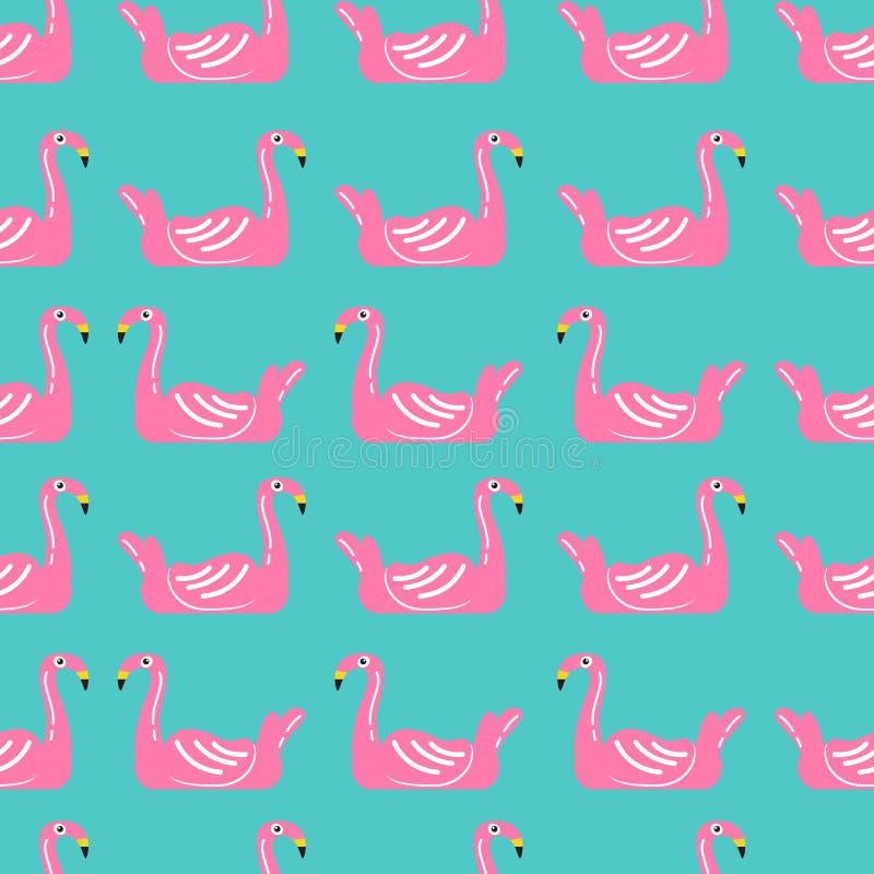 Flamingo swimming ring seamless pattern
