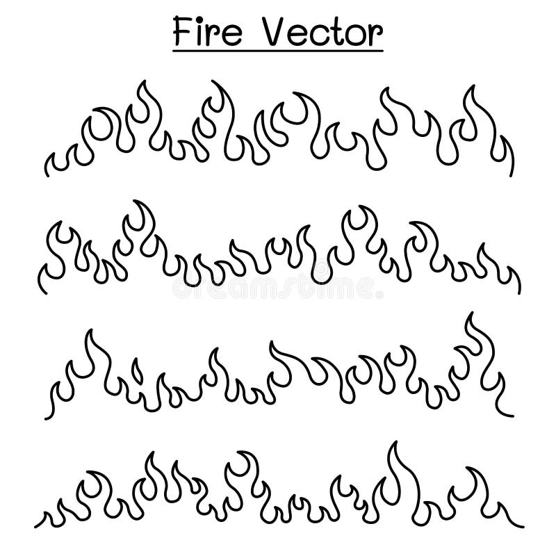 Flamma & avfyra symbolsuppsättningen i den tunna linjen stil vektor illustrationer Flamma & avfyra symbolsuppsättningen i den tunna linjen stil vektor illustrationer