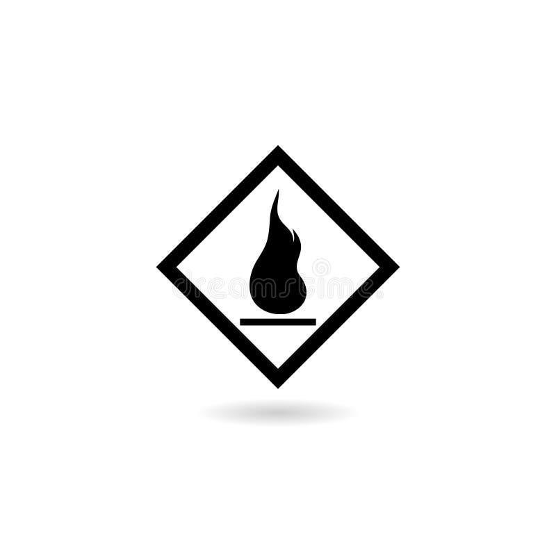 Flammable sign icon with shadow vector illustration