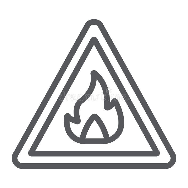 Flammable sign line icon, warning and attention, fire symbol sign, vector graphics, a linear pattern on a white royalty free illustration