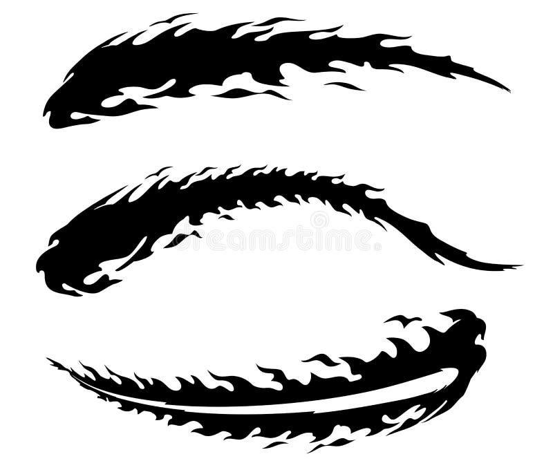 Flammenwurfmuster-Variation-Satz für Feuersilhouetten. Isolierte Vektorgrafik mit Feuerball oder Meteorkomet