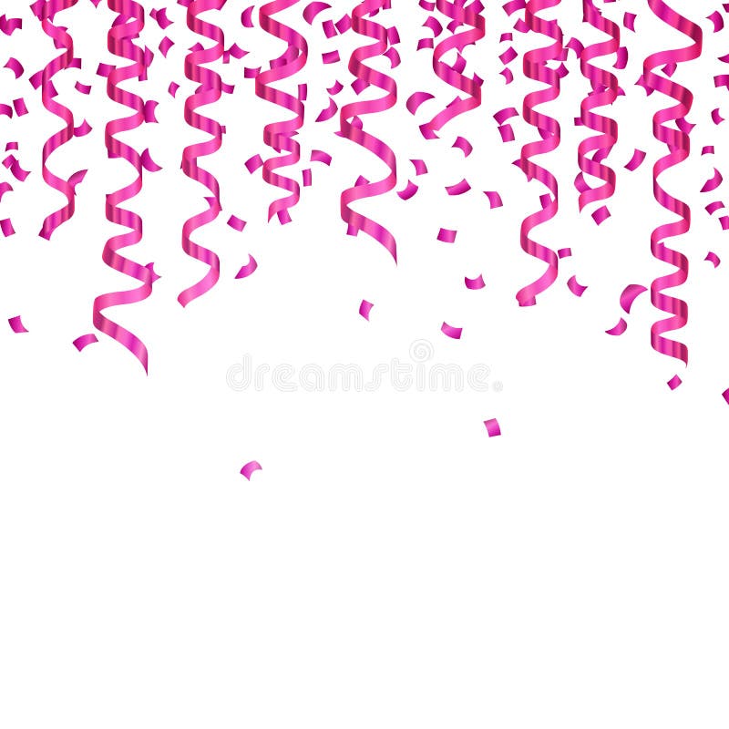 Illustration of Pink Confetti and Party Streamers. Illustration of Pink Confetti and Party Streamers