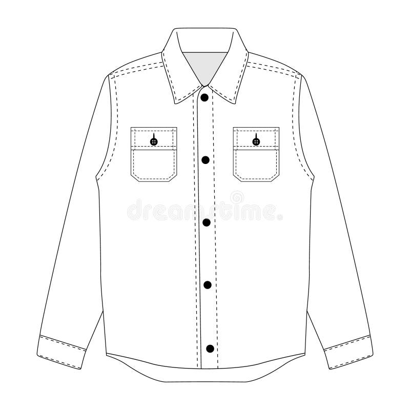 Flannel shirt vector illustration flat outline template clothing collection top. Flannel shirt vector illustration flat outline template clothing collection top