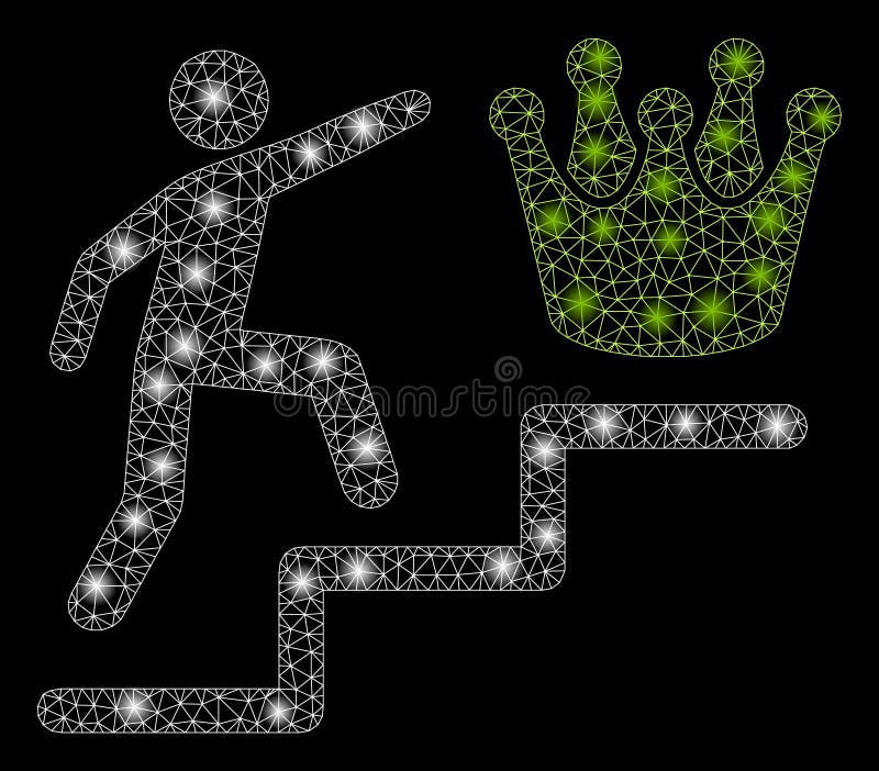 Flare Mesh 2D Person Steps to Crown with Flare Spots vector illustration