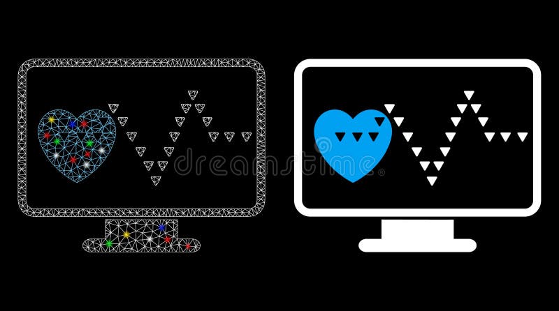 Flare Mesh Network Cardio Monitoring Icon mit Flash Spots stock abbildung