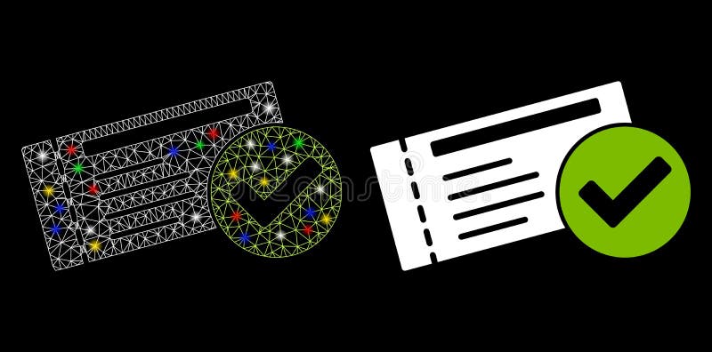 Flare Mesh Network Passed Icon with Flare Spots royalty free illustration