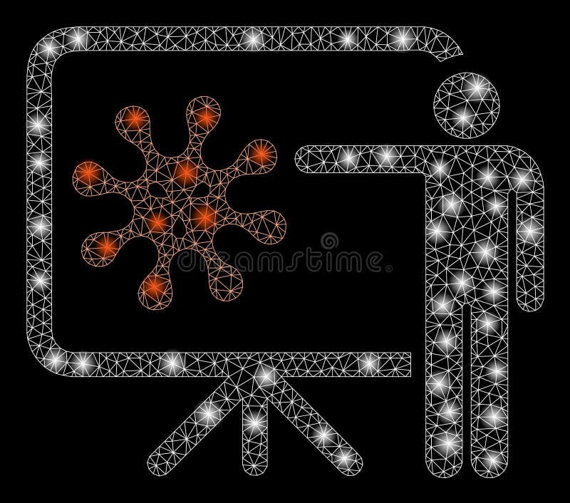 Flare Mesh Wire Frame Virus Report with Flare Spots Stock Vector