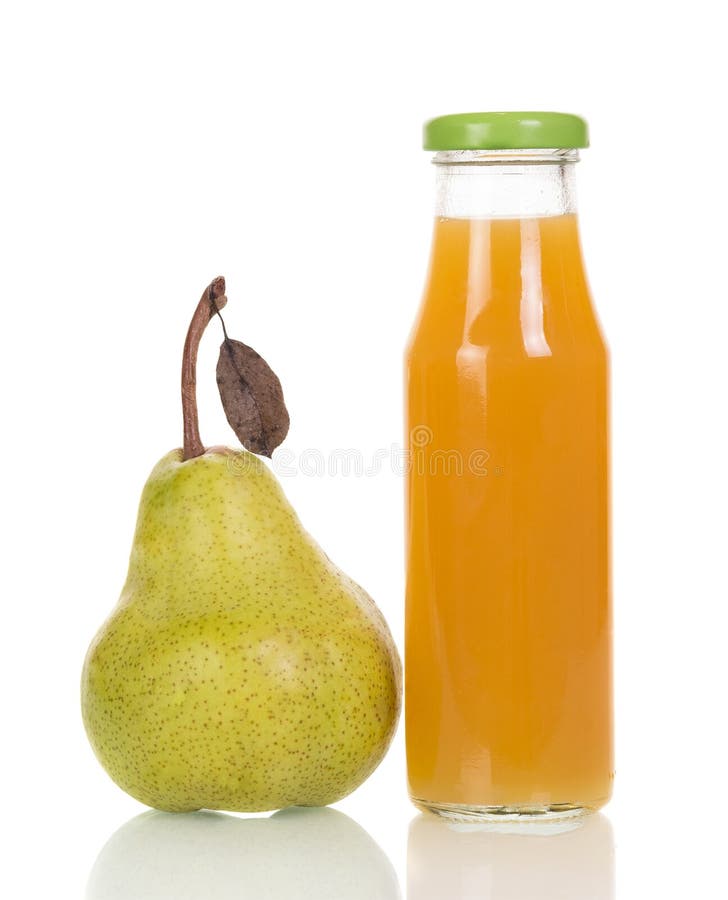 Flasche Birnensaft stockfoto