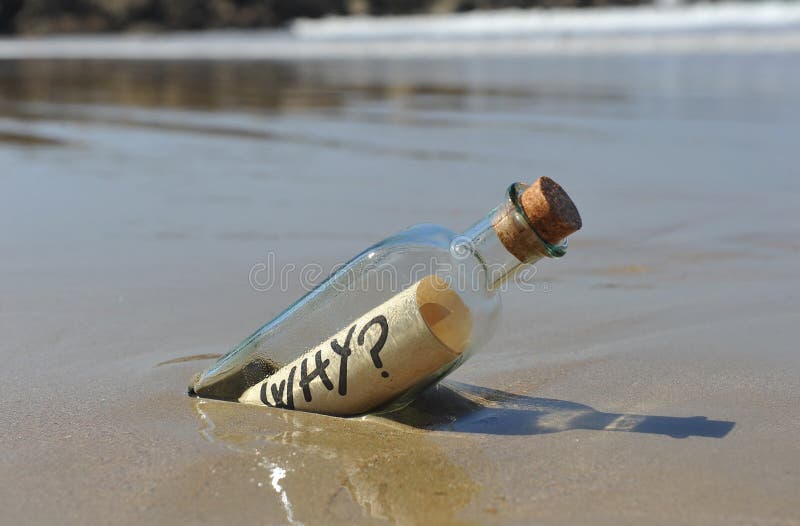 Bottle found on the beach with a question inside. Bottle found on the beach with a question inside