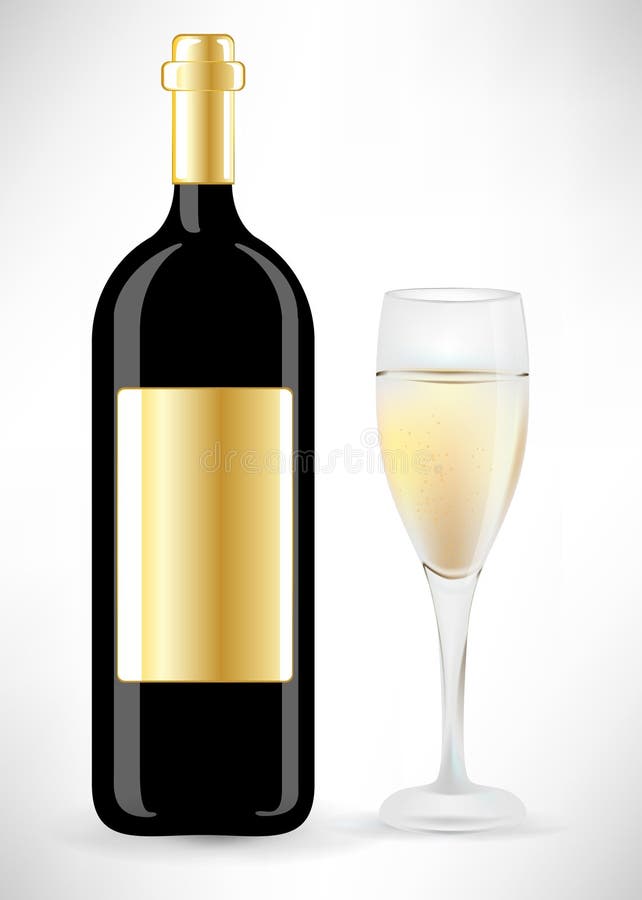 Flaschen- und Champagnerglas vektor abbildung