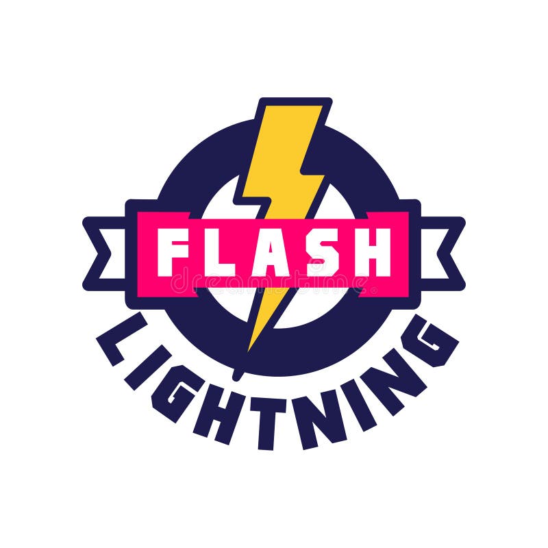 Flash Lightning Logo, Badge with Lightning Symbol, Design Element for