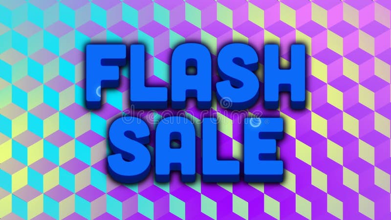Flash sale graphic with swirls on blue and purple cube shapes