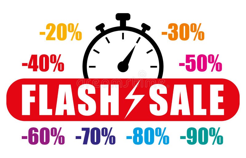 Flash sale. Red and multicolored vector icon with discounts II. stock illustration