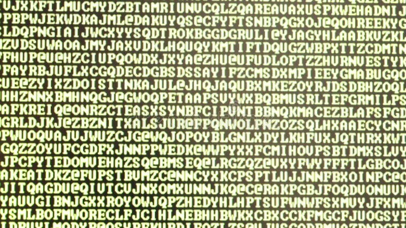 Flashing random letters on the computer monitor stock illustration