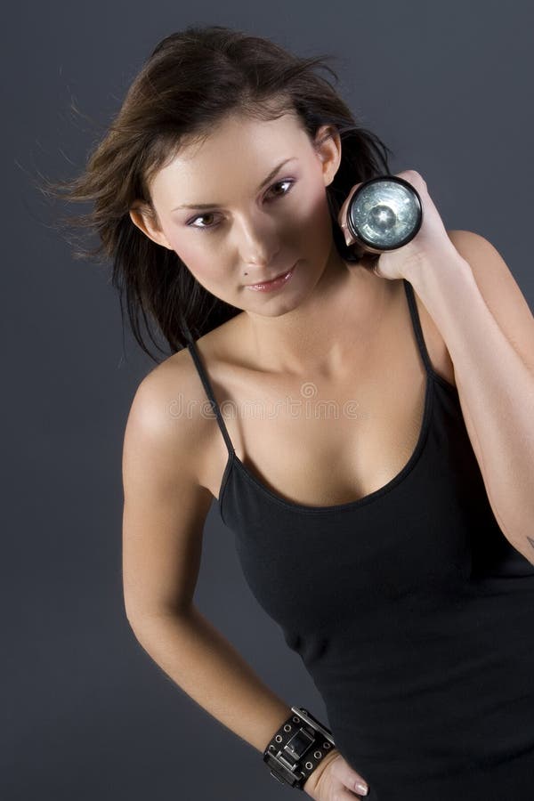 Flashlight girl stock photo. Image of female, 2649958