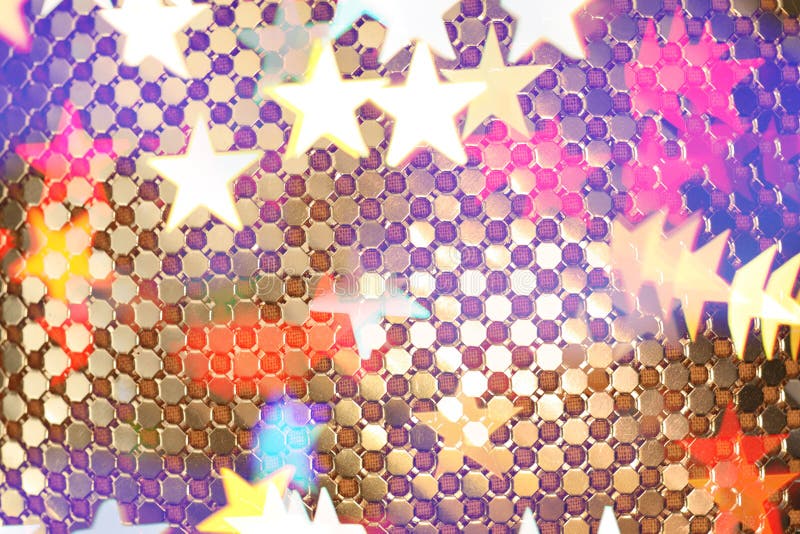 Abstract holiday background with star and golden texture. Disco violet light stock images, royalty-free photos and pictures
