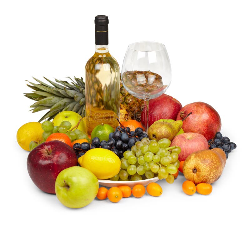 flaskan bär fruktt för livstid vit wine fortfarande royaltyfria bilder flaskan bär fruktt för livstid vit wine fortfarande royaltyfria bilder