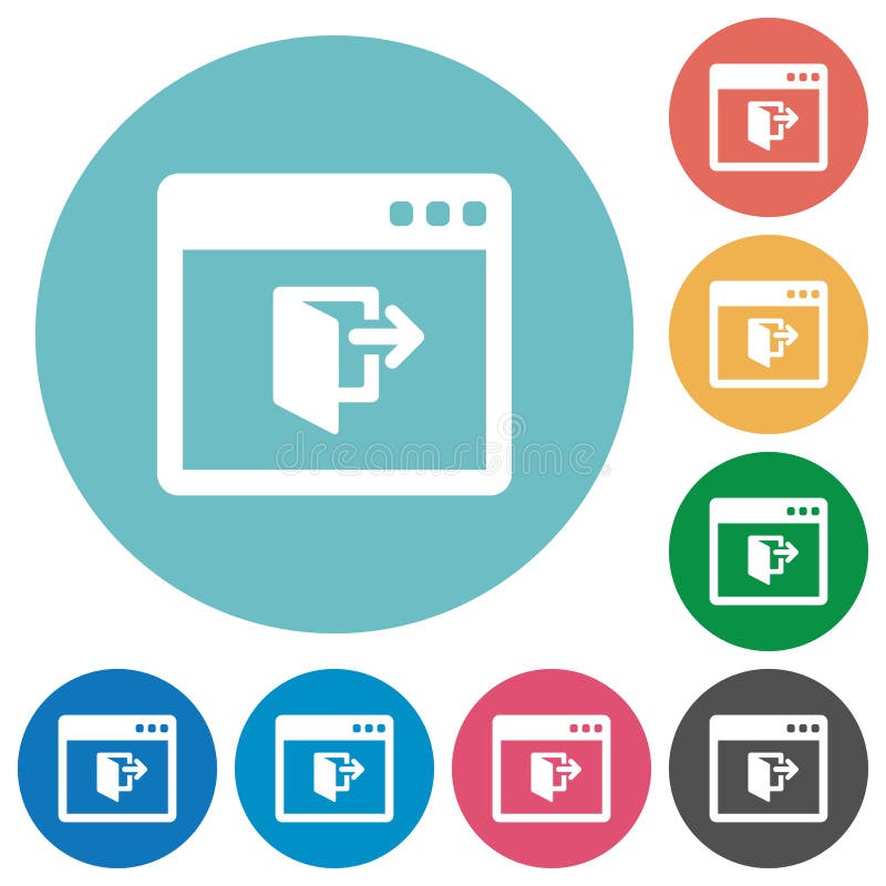 Flat application exit icons. Flat application exit icon set on round color background