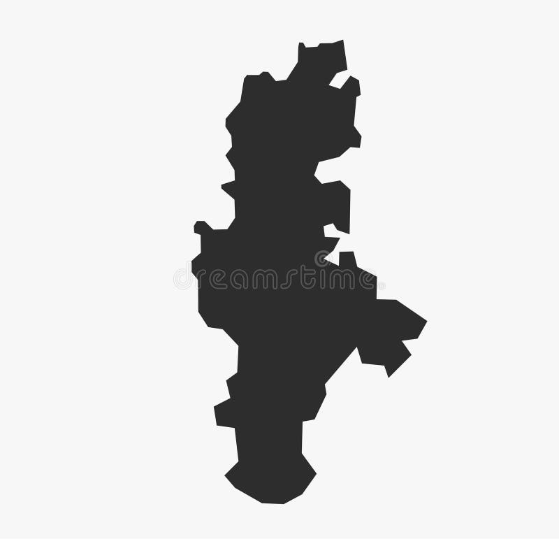 Flat Black Vector Map of gadchiroli District, Maharashtra stock illustration