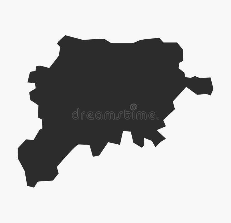 Flat Black Vector Map of Jalgaon District, Maharashtra stock illustration