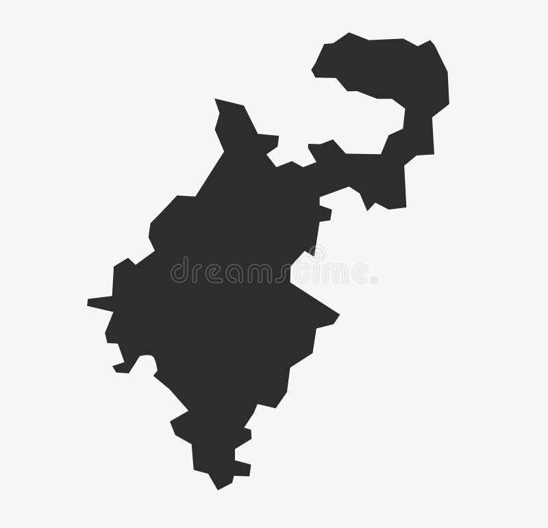 Flat Black Vector Map of Nanded District, Maharashtra stock illustration